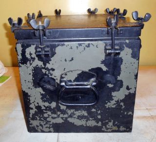 Antique Metal Strong Box Lock Box Large 18 