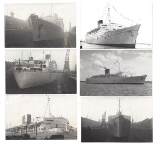 Rms Caronia Cunard Line Ship View While In Harbour - 6x Vintage Photos C1955
