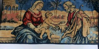 Vintage Holy Family Wall Hanging 20 " X 38.  5 " Velvet Tapestry Rug Made In Italy