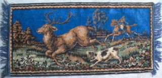 Vintage Velvet Deer Elk Stag Hunting Wall Hang Rug Tapestry 37.  5 " X18.  3