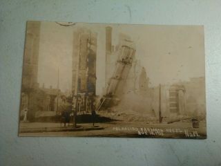 1911 Real Photo Postcard Blasting The National Hotel,  Imploding Peoria Illinois