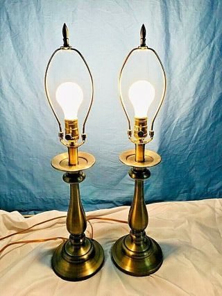 MID CENTURY MODERN STIFFEL BRASS TABLE LAMPS 28 