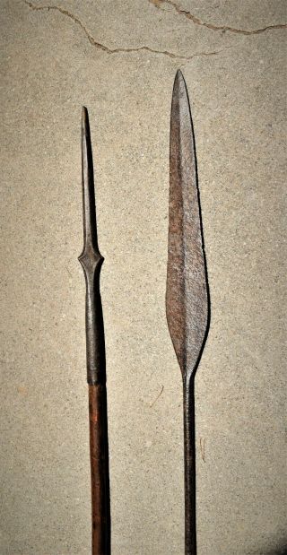Two Antique African Spears,  Congo,  Knife,  Sword