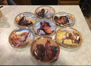 Danbury Horse Collector Plates On The Range By Susie Morton - Set Of 7