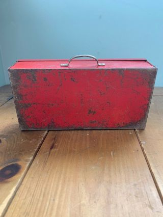 Vintage Red Metal Tool Box 8 