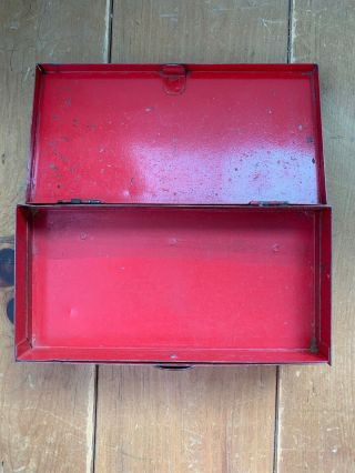 Vintage Red Metal Tool Box 8 
