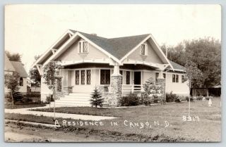 Cando North Dakota Single Residence Bungalow Bird Bath 1924 Rppc