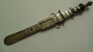 Antique Berber Knife North Africa Dagger Tuareg Moorish Tombak Silver Scabbard