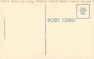 Bear Comic Humor 1940s Walters Nudist Camp Teich linen postcard 8809 2