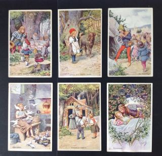 Signed K.  Feiertag Fairy Tale Postcards (6) Lovely Illustrations Of Classic Stories