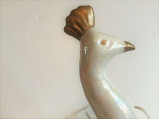 Mid Century Modern Ceramic Peacock TV Lamp - - Off White with Multi Colored Jewels 2