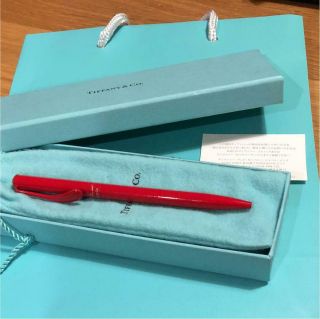 Tiffany&co.  Ballpoint Pen Elsa Peretti Red Color Authentic Carved Seal