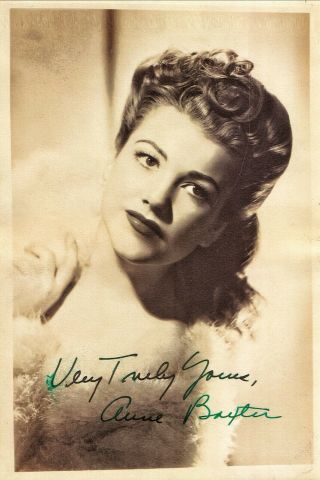 Vintage 1940 Photo Of Hollywood Movie Actress Anne Baxter Autograph Signature