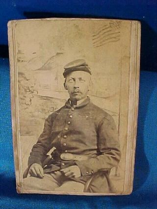 1860s Civil War Union Soldier Cdv Studio Photograph In Uniform