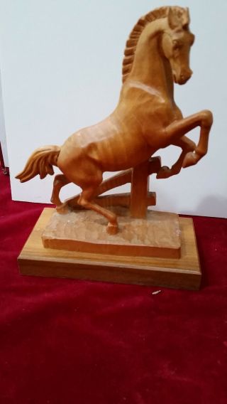 Anri Rearing Horse Hand Carved Wood 8 X 6 Inches