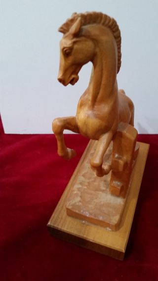 Anri Rearing Horse Hand Carved Wood 8 X 6 Inches 2