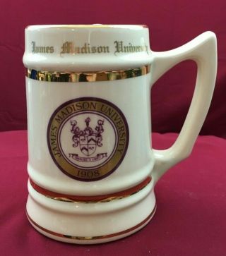 James Madison University Vintage Ceramic Beer Stein Mug W.  C.  Bunting Co Jmu