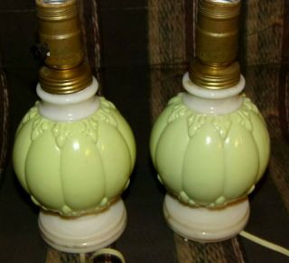 Vintage Aladdin Alacite Electric Lamps Pair Green Boudoir