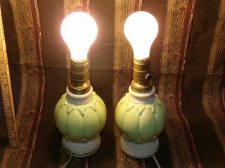 VINTAGE ALADDIN ALACITE ELECTRIC LAMPS PAIR GREEN BOUDOIR 2