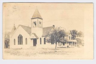 Rppc Real Photo Postcard Kansas Delphos M.  E.  Methodist Epicopal Church Exterior