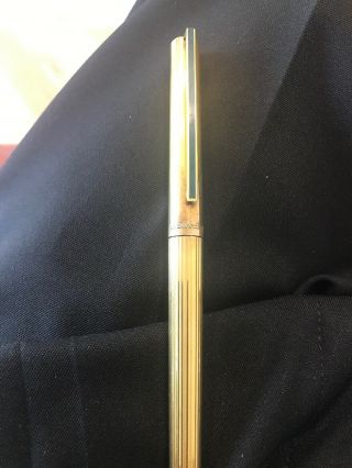Vintage St Dupont Classique Fountain Pen 925 Vermeil Cap & Barrel Fine 18k Nib
