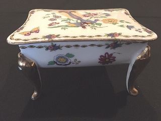 Rare Vintage Porcelain Limoges Trinket Box With Gold Gilt Legs Handpainted