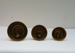 Three Small Vintage or Antique Brass Hand Bells (5½ 
