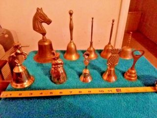 10 Brass Bells From Estate.