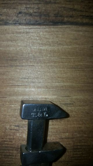 Very Rare Antique Small Miniature Gem T&L Adjustable Wrench 3 3/8 Inch. 3