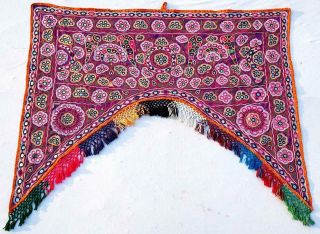Ethnic Embroidery Mirror Rabari Tribal Tapestry Decor Door Valance Indian Toran