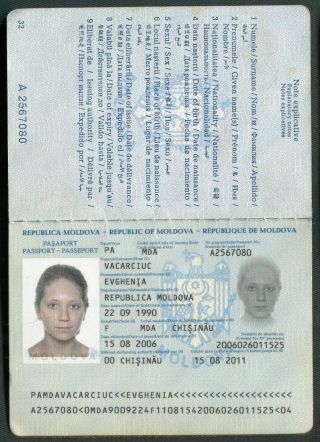 Republic Moldova International Travel Document 2 Woman Many Visas Canseled