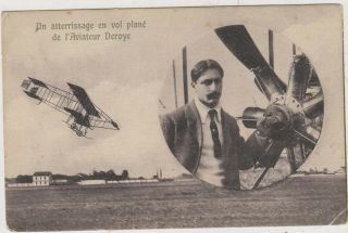 T) Postcard France Airplane Deroye Uncirculated