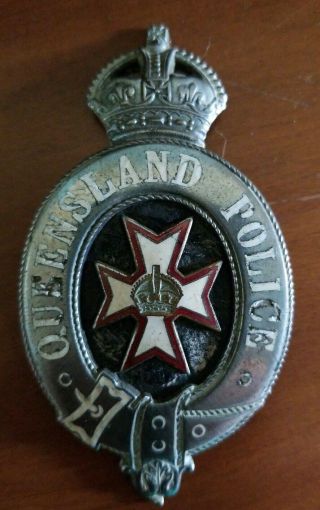 Queensland Police Hat Badge Rare Medal Shield
