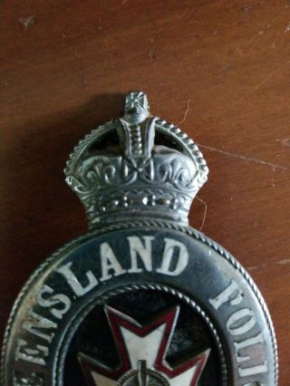 Queensland Police Hat Badge Rare Medal Shield 3