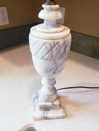 Vintage Alabaster 12 " Table Lamp Hollywood Regency Retro Midcentury Italy Marble
