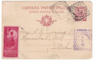 1906 Italy To Hannibal Missouri Postcard To Mrs.  A.  R.  Levering Old Stamps