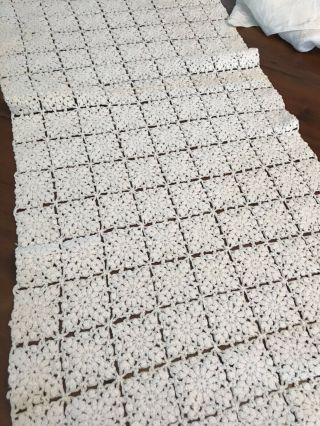 Vintage Crochet Squares Table Runner Oblong 15 X 37 Inches (22)