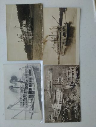 7 Old Real Photo Postcard Steamer Ship Ss " Peoria " Paddle Wheeler Peoria Ill