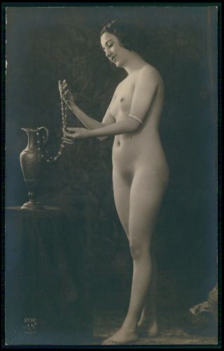 French Nude Woman Beauty Necklace Old 1920s Photo Postcard Alfred Noyer
