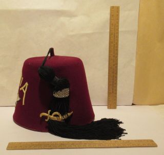ALGERIA older SHRINER FEZ with TWO TASSEL KEEPERS and CRUTCH PIN 3