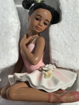 Rare Limited Cosmos Porcelain African American Sitting Ballerina Figurine