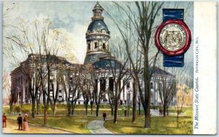Jefferson City,  Missouri Postcard State Capitol Building Front View Tuck 