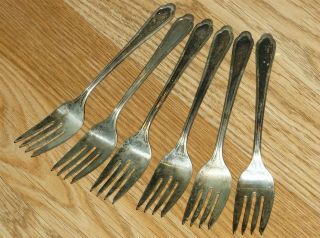 Set Of 6 Lovely Vintage Helene Silver Plate Forks 6 1/8 " Long