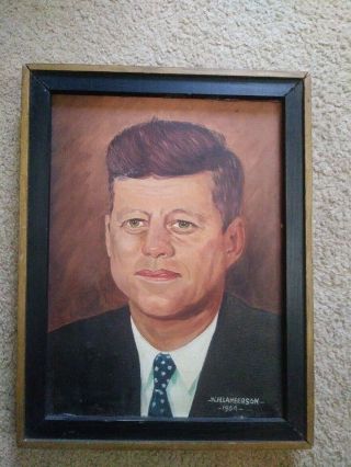 1964 John F.  Kennedy Oil Painting By W.  H.  Lamberson