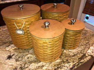 Longaberger Canister Set Liners With Sealing Lids 16 Pc.  2004 Basket