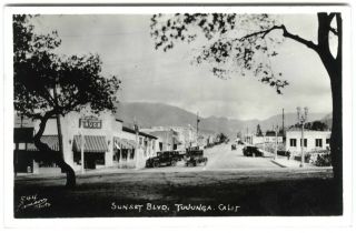 1927 Rppc Tujunga Los Angeles Ca Sunset Blvd,  Cars,  Shops " Lamson " Photo Postcard