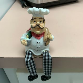 Italian Chef With Wine And Bread Shelf Sitter Figure Kitchen