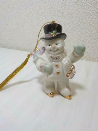 Lenox 2003 Annual Snowman Christmas Ornament Figurine Ice Skates