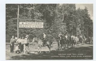 Trail Riders Chippewa Ranch Camp Eagle River Wisconsin Photo Postcard