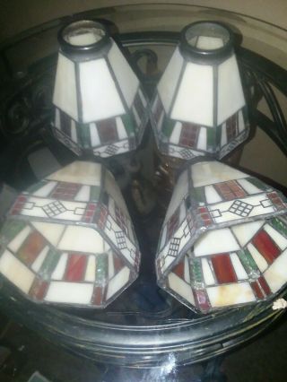 4 Tiffany Style Stained Glass Chandelier/lamp Shades